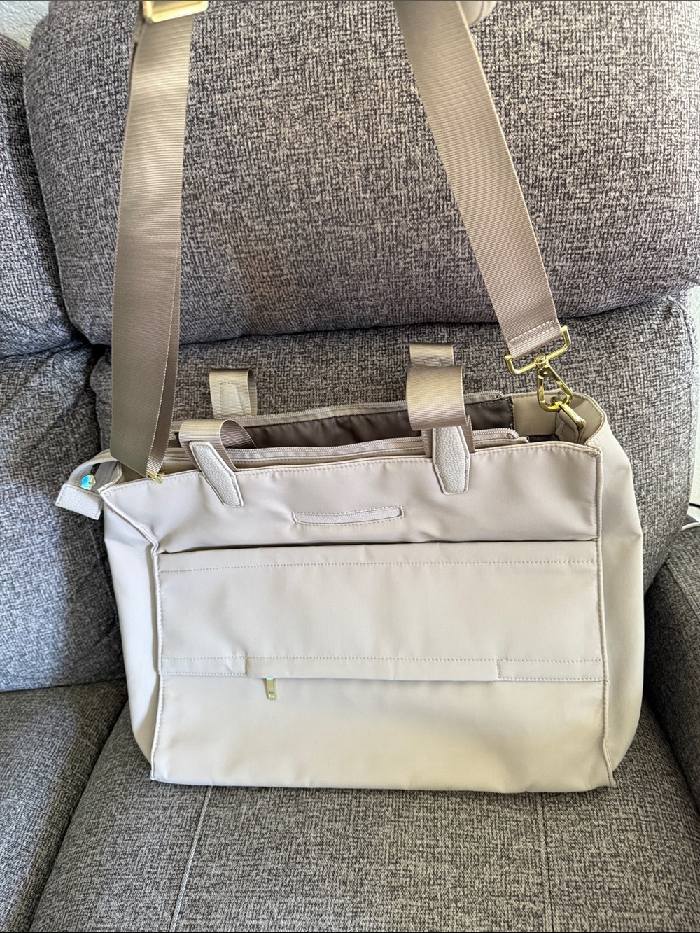 Women's open story by TargetLaptop Tote Bag in Light Gray - Sleek Everyday Carry